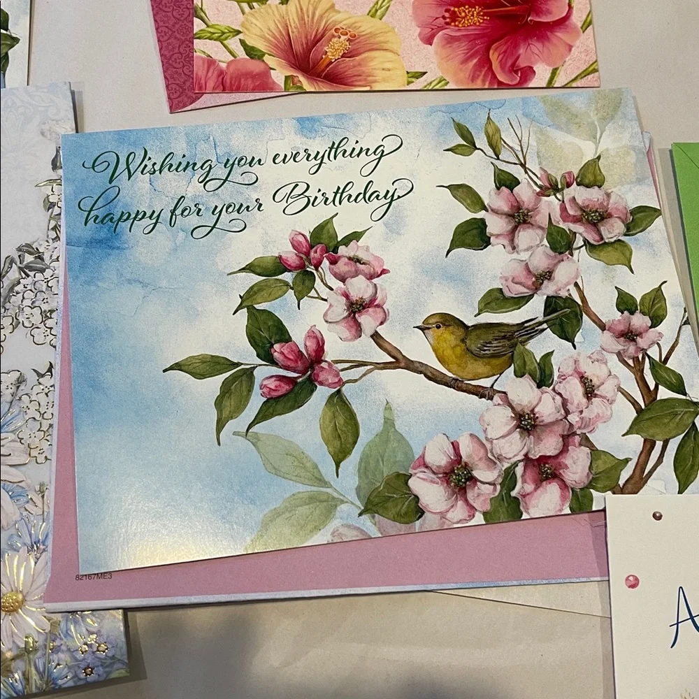 Set of 10 Assorted Birthday Greeting Cards – Floral, Cute & Scenic Designs – New